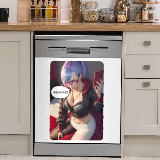 Cyberpunk Waifu Influencer Design 4 Dish Washer Covers