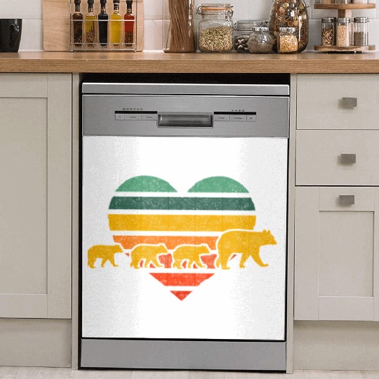 Mama Bear Three Cubs Heart Mothers Day Dish Washer Covers