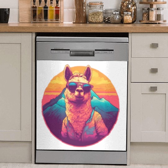 Funny Alpaca with Sunglasses - Alpacatude Dish Washer Covers