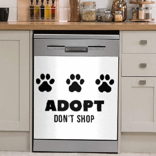 ADOPT DON'T SHOP - Black Design with Paw Prints Dish Washer Covers