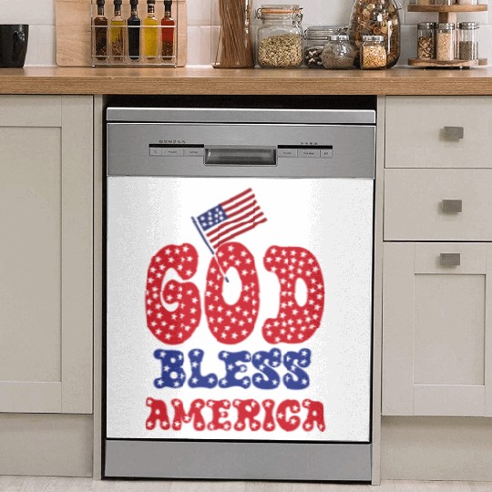 PATRIOTIC DAY GOD BLESS AMERICA Dish Washer Covers