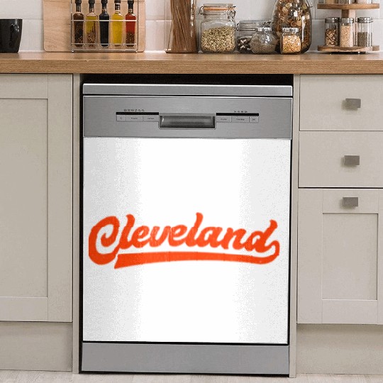 I Love Cleveland Ohio Sports Script Dish Washer Covers