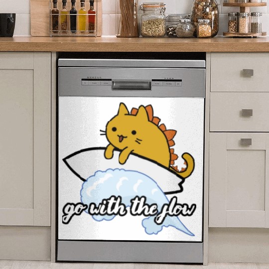 Catzilla Surfer Surf Lover Go With The Flow Dish Washer Covers