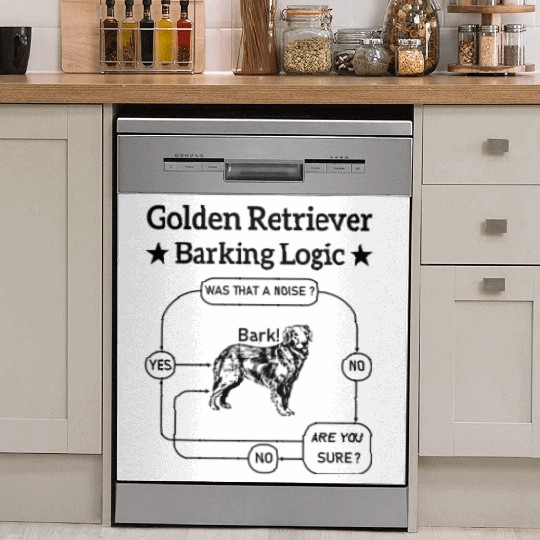 Golden Retriever Barking Logic Dish Washer Covers
