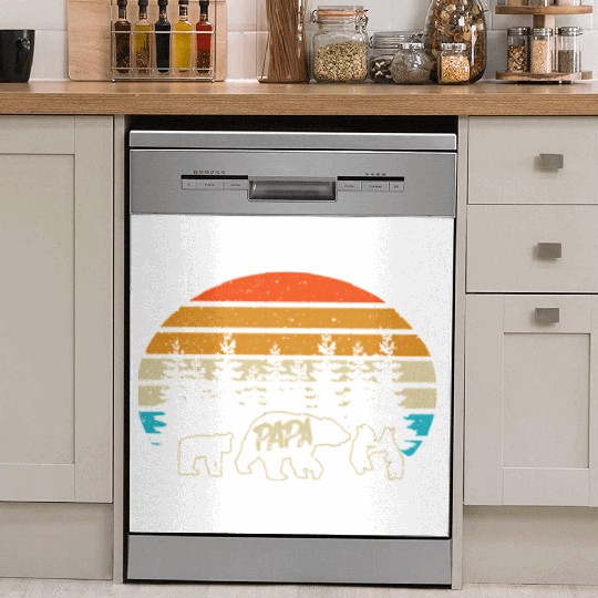 Papa Bear With Three Bear Cubs Dish Washer Covers