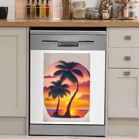 The sunset Palm tree logo design in Dish Washer Covers