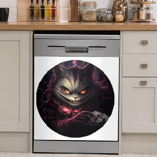 Cheshire Cat Playing Cards Dish Washer Covers