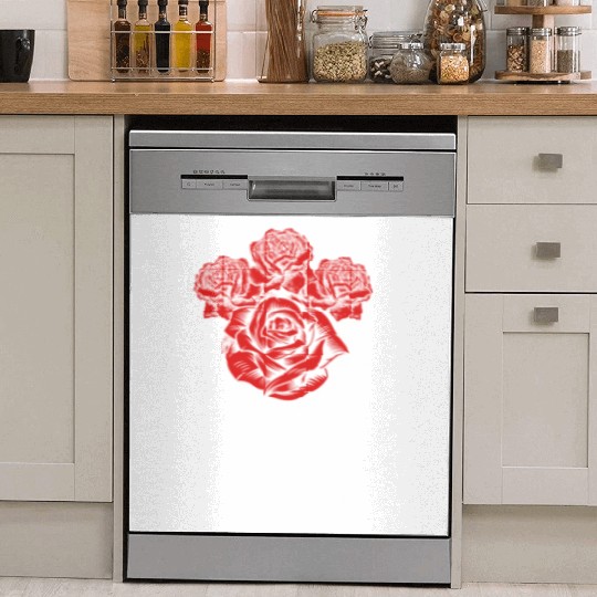 Gothic Dish Washer Covers, Skull Red Roses Goth Vintage Grunge