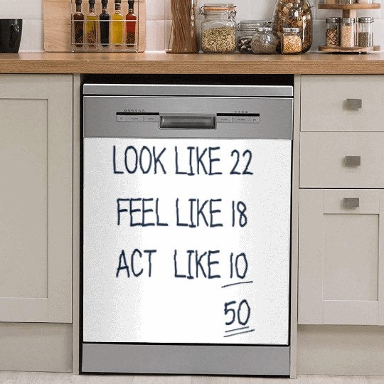 Funny Age Typography green Dish Washer Covers