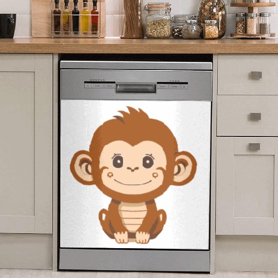 Cute baby Monkey smiling Dish Washer Covers