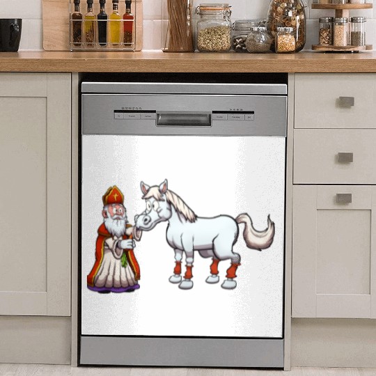 Saint Nicholas Feeding His Horse Dish Washer Covers