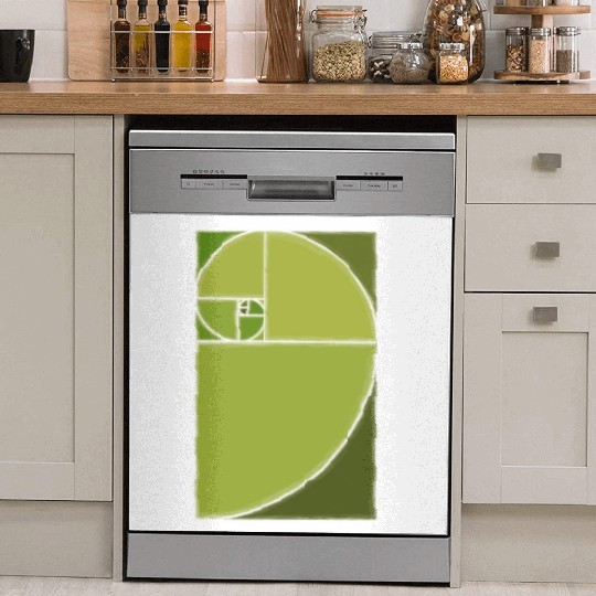 Olive Green Fibonacci Spiral Dish Washer Covers