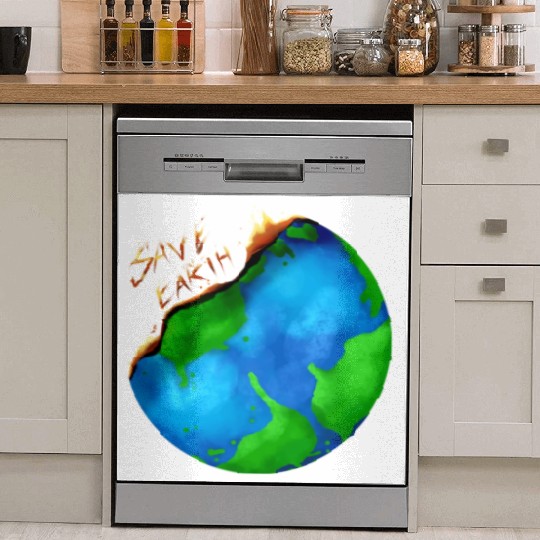 Burning Earth Globe Save Earth For Earth Day Dish Washer Covers