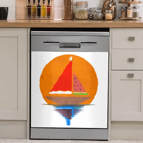 Sundown Sailing Ship Santas Hat Watermelon Dish Washer Covers