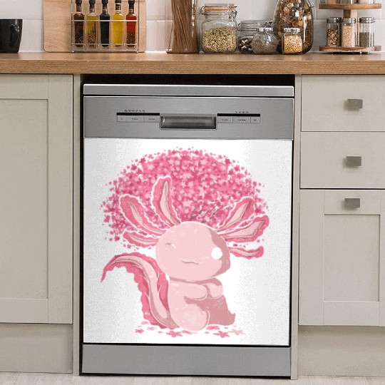Cherry Blossom Tree Amphibian Gift Sakura Axolotl Dish Washer Covers