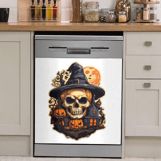 Halloween Skull House with Hat Premium Dish Washer Covers