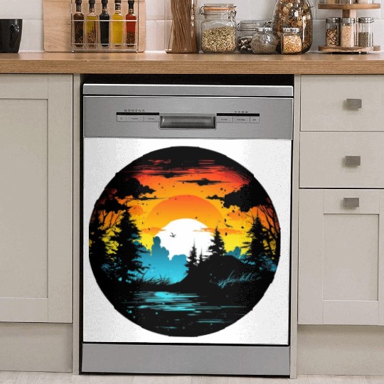 Riverside Twilight in the Forest Dish Washer Covers