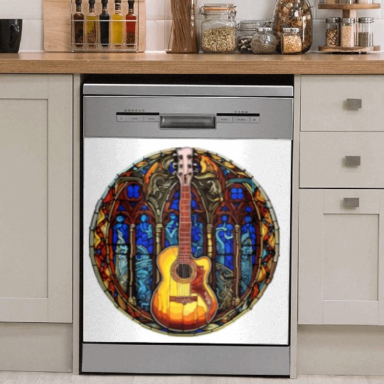 Stained Glass Art - Stylish Colorful Guitar Dish Washer Covers