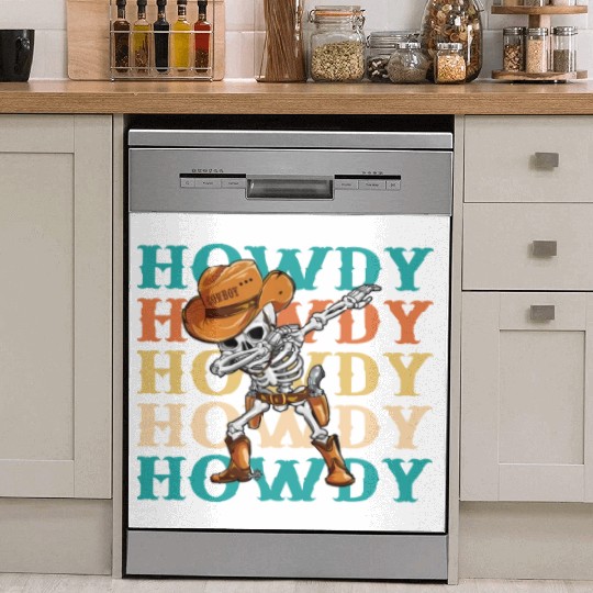 Dabbing Skeleton Dancing Cowboy Boots Hat Dish Washer Covers