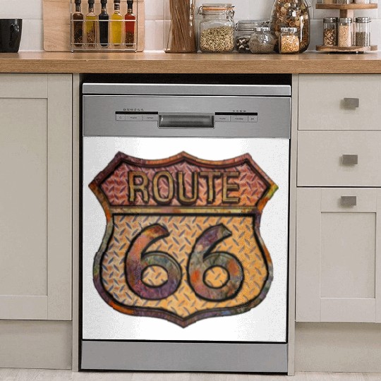 Route 66 vintage sign - Rusty metal 2 Dish Washer Covers