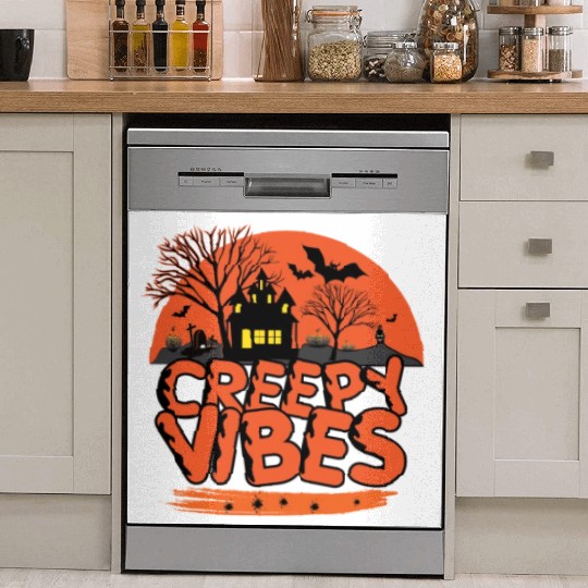 Black Cat Night Creepy Vibes Dish Washer Covers