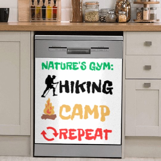 Nature's Gym: Hiking Camp Repeat Camping Hiking Dish Washer Covers