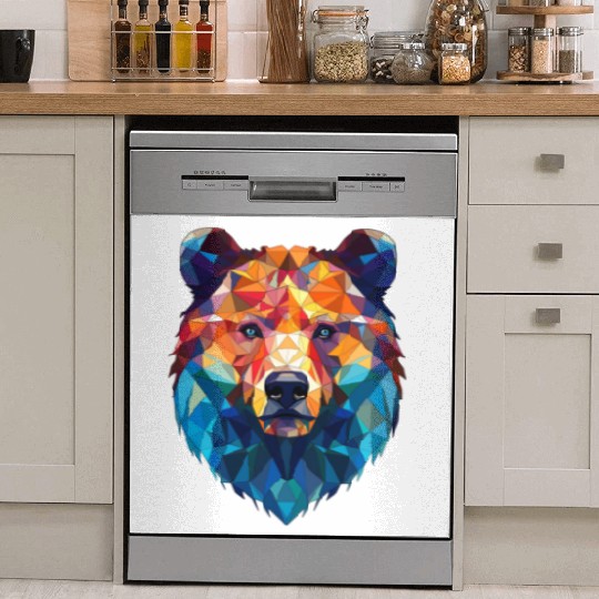 Wild Psychedelic Bear Geometric Vibrant Dish Washer Covers
