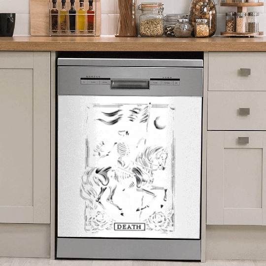 Death Tarot Card Horror Design Dish Washer Covers
