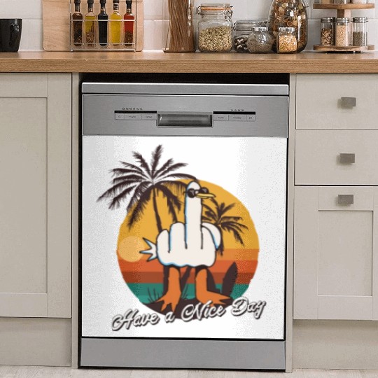 Funny Seagull Middle Finger - Have a Nice Day Dish Washer Covers