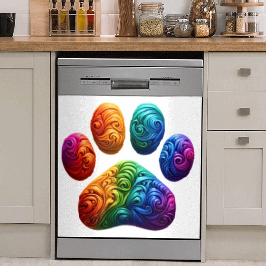 Colorful Paw Prints Edition Dish Washer Covers