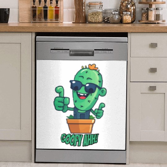 Fun Cactus Character Goofy Ahh Dish Washer Covers