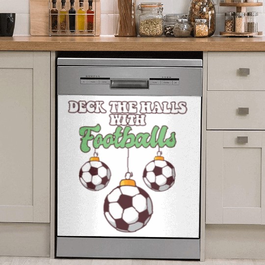 Football Player Coach Christmas Balls Deck The Dish Washer Covers