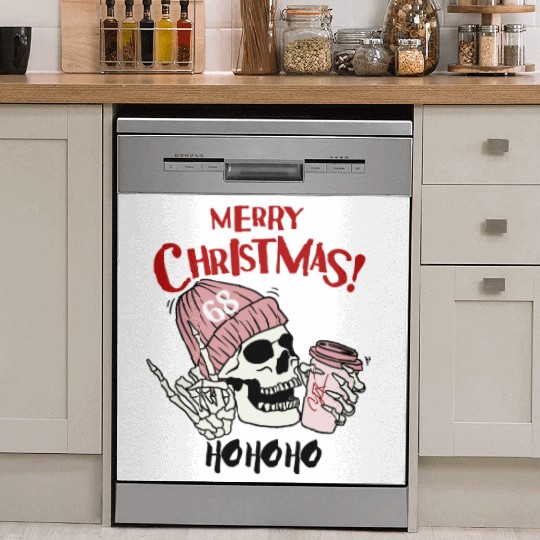 Funny Merry Christmas skull Dish Washer Covers