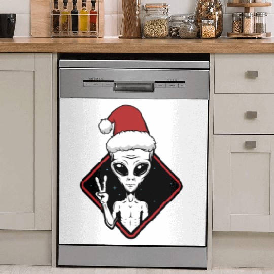Alien Christmas Peace Dish Washer Covers