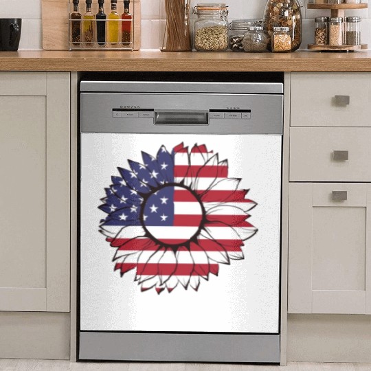 Merica Sunflower Usa Flag Dish Washer Covers
