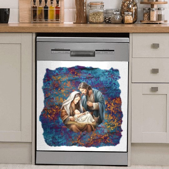 Nativity scene with Mary Joseph Baby Jesus Dish Washer Covers