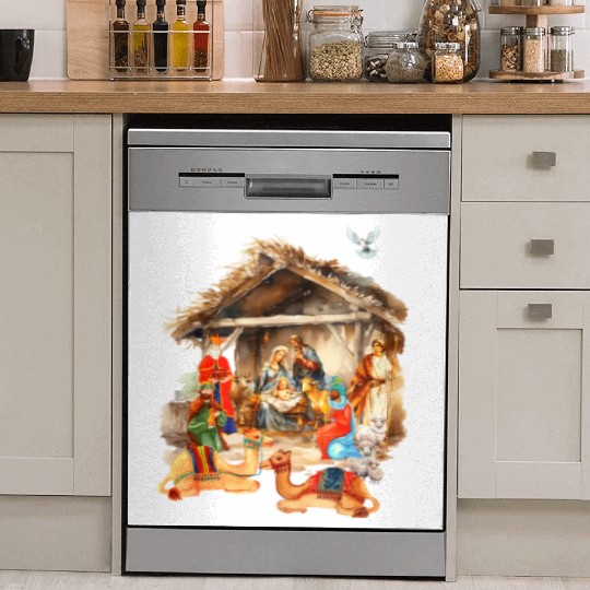 Nativity scene with Mary Joseph Baby Jesus Dish Washer Covers