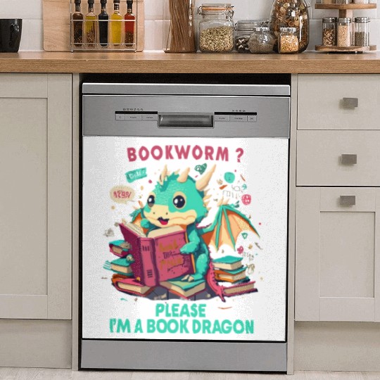 bookworm Please I'm A Book Dragon, Unisex graphic Dish Washer Covers