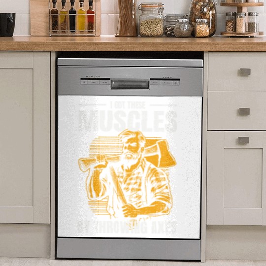 Muscle-Forged Mastery: Lumberjack's Axe Throwing Dish Washer Covers