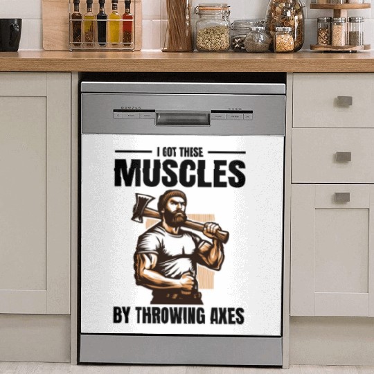 Muscle-Forged Mastery: Lumberjack's Axe Throwing Dish Washer Covers
