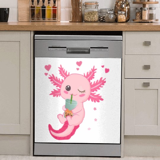 Boba Tea Bubble Tea Milk Tea Axolotl Dish Washer Covers