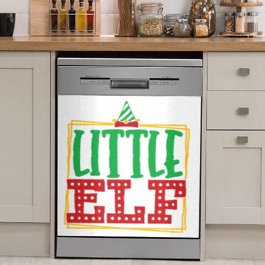 Festive Little Elf Illustration Dish Washer Covers