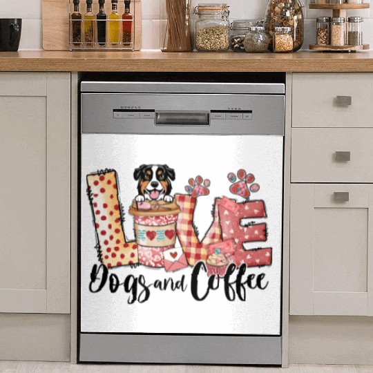 Australian Shephard Dog Coffee Lover Valentines Da Dish Washer Covers