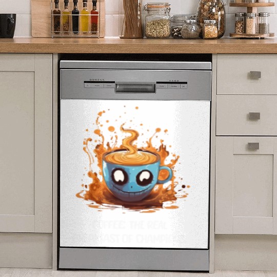 Coffee The Real Breakfast Of Champions white Dish Washer Covers