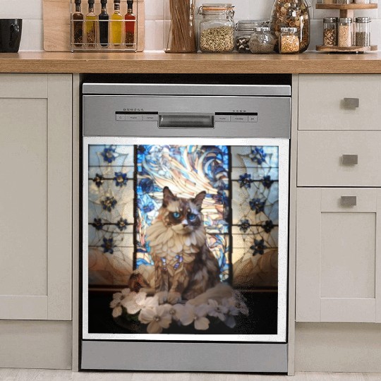 Ragdoll cat in stained glass Dish Washer Covers