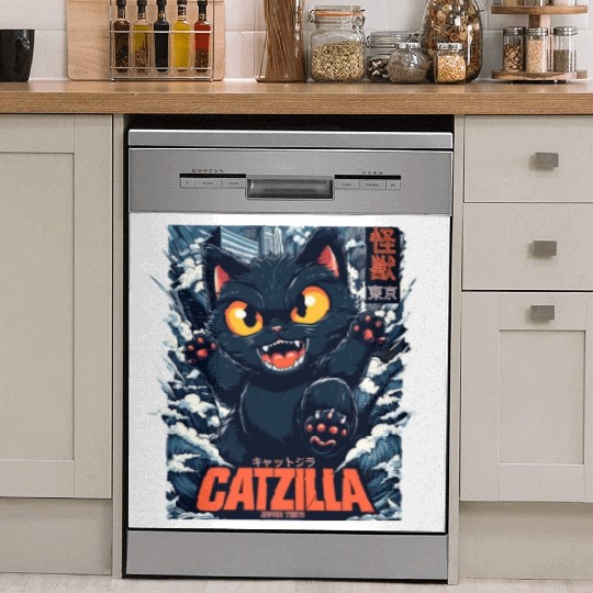 Kaiju Catzilla in Japan Tokyo Dish Washer Covers
