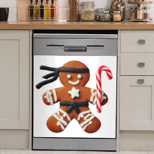 Funny Ninja Gingerbread Man Cookie Candy Cane Dish Washer Covers