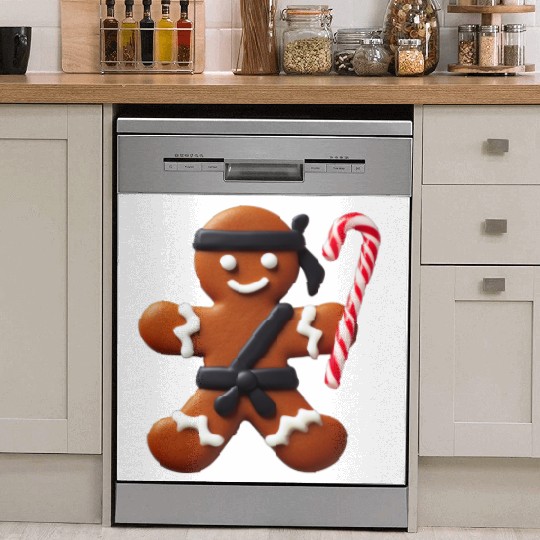 Funny Ninja Gingerbread Man Cookie Candy Cane Dish Washer Covers