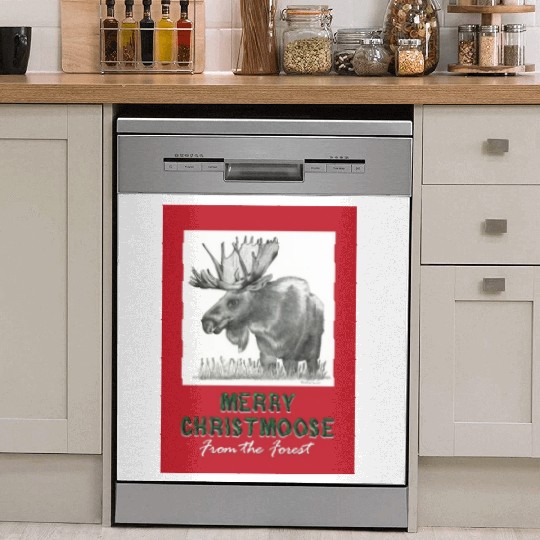 XMAS Card MOOSE Dish Washer Covers