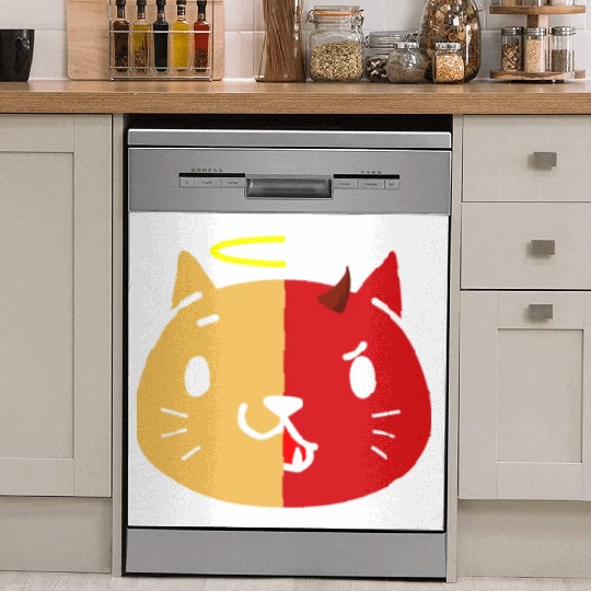 Two Face Cat Angel And Devil Dish Washer Covers